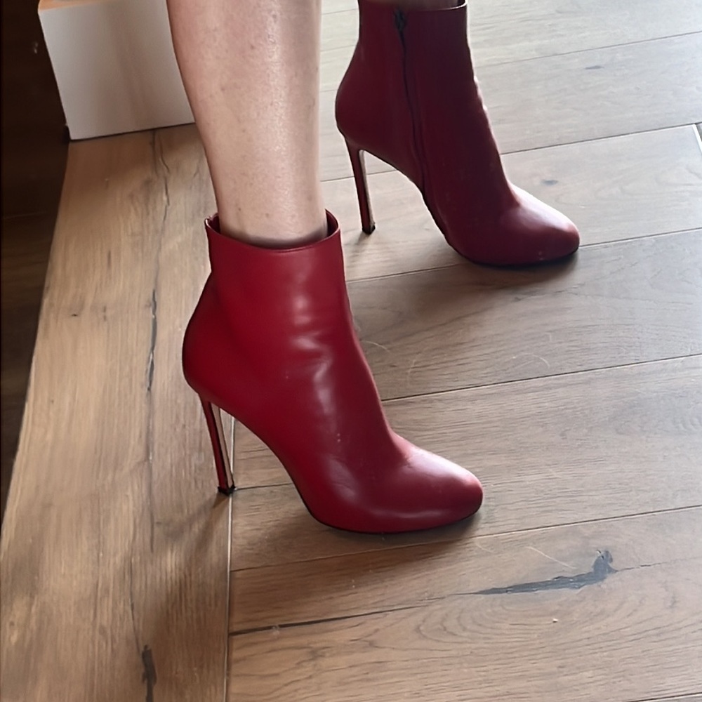 Leather red booties Samuele Faillie size 7.5 or 38